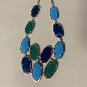 CE Rare Kendra Scott Vintage Drea Necklace Turquoise Blue & Green Agate Statemen